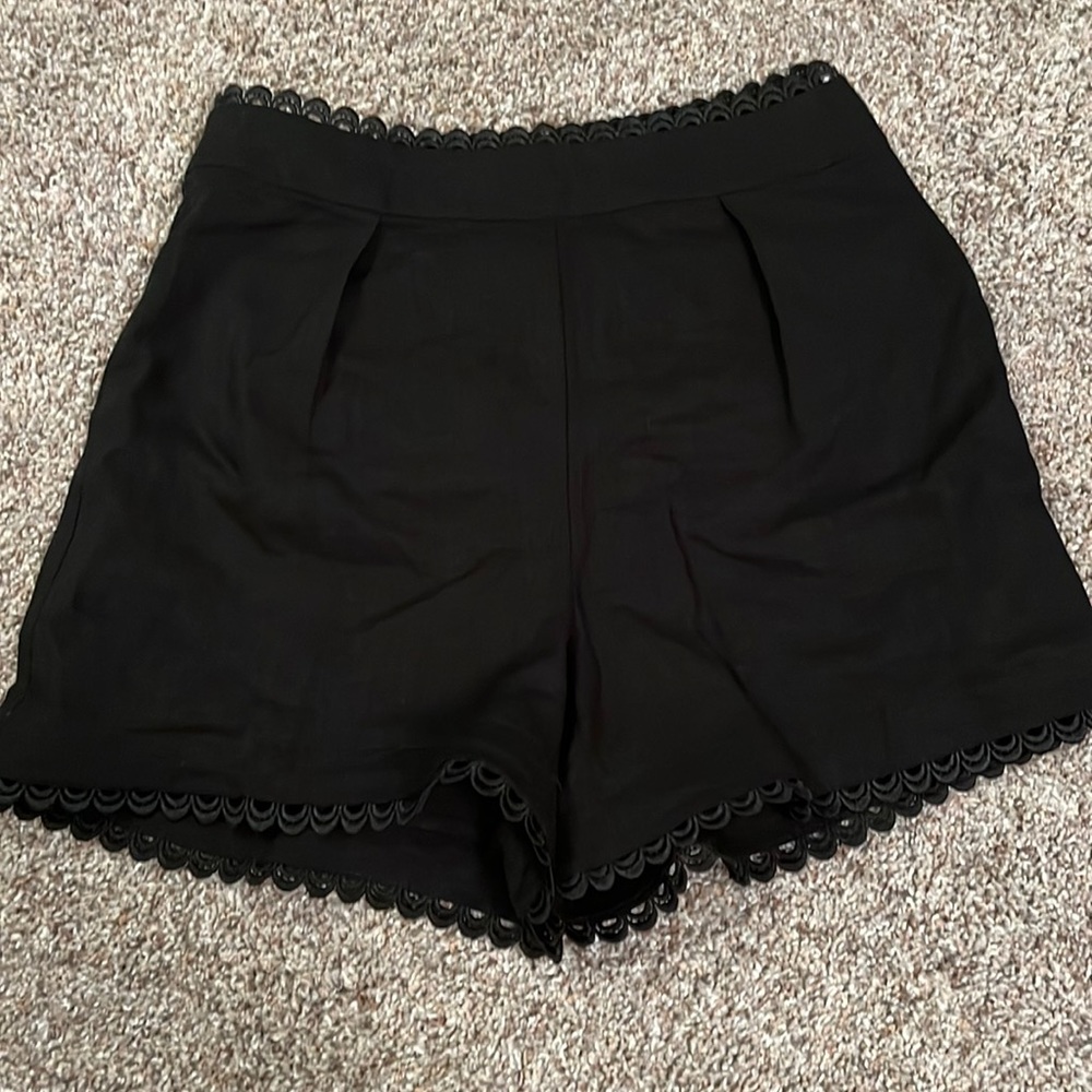 Express high waisted linen eyelet lace trim shorts, 0